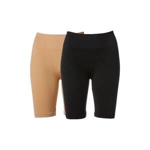 Rhonda Shear 2pk Smoothing Longline Short Black/Beige -